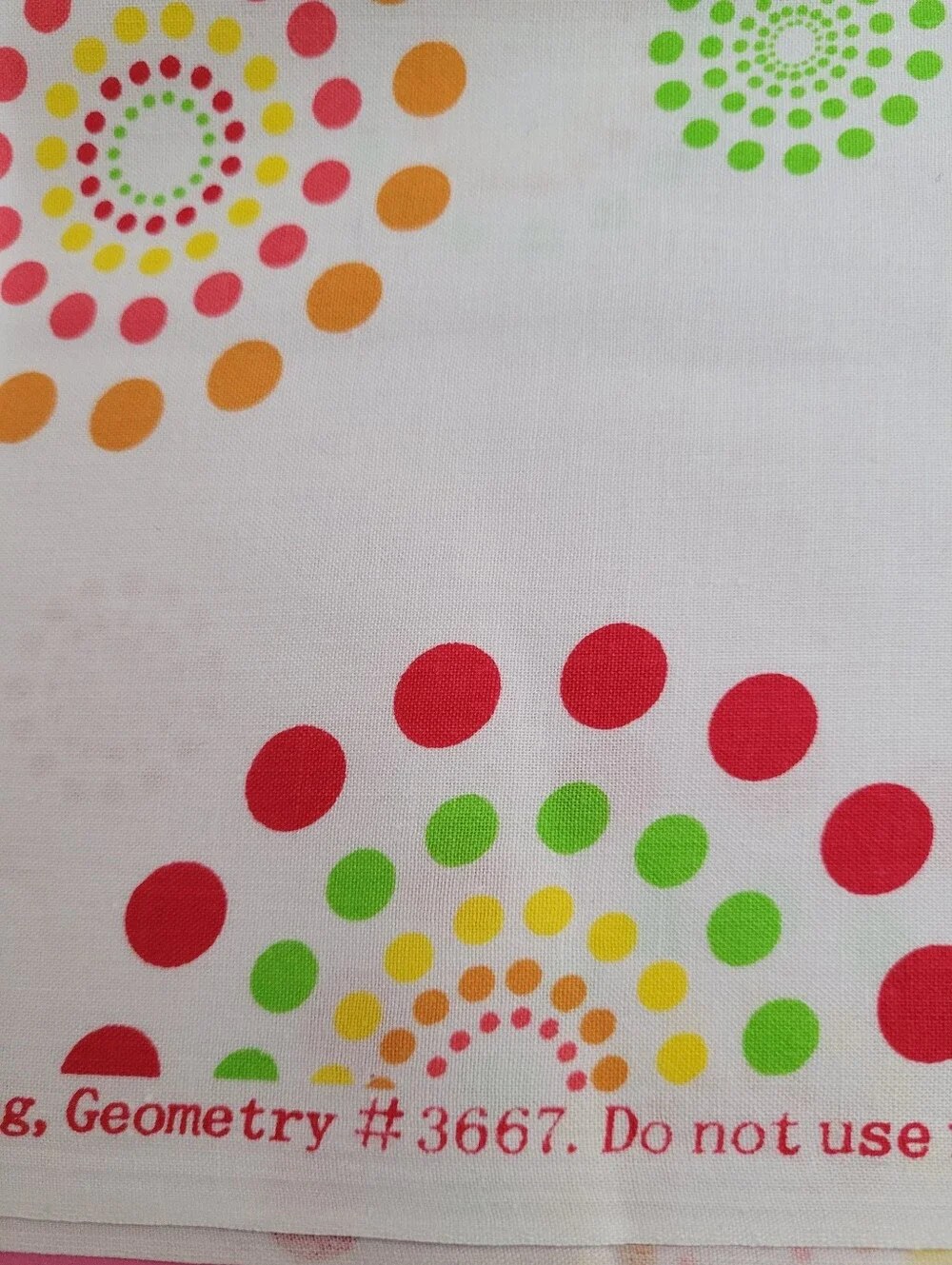 Spring Industries White Sewing Fabric with Colorful Dot Burst Pattern (1519)